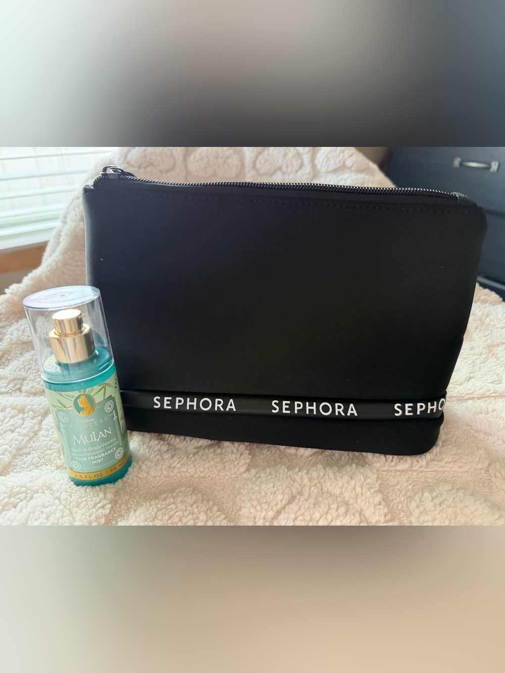 Sephora Black Cosmetic Pouch bundle with White Logo